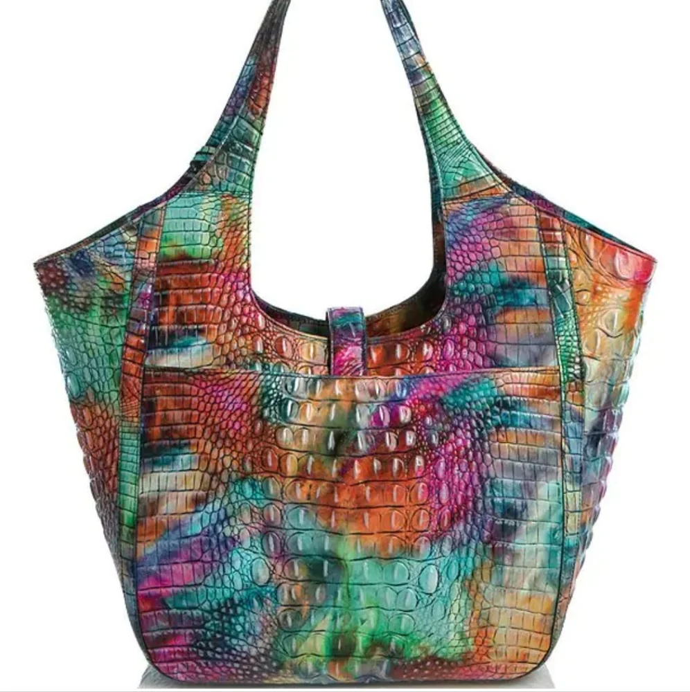 ‼️VERY RARE!‼️ 🎒 BRAHMIN Awestruck CARLA Crocodile-Embossed Leather Tote Bag 🎒